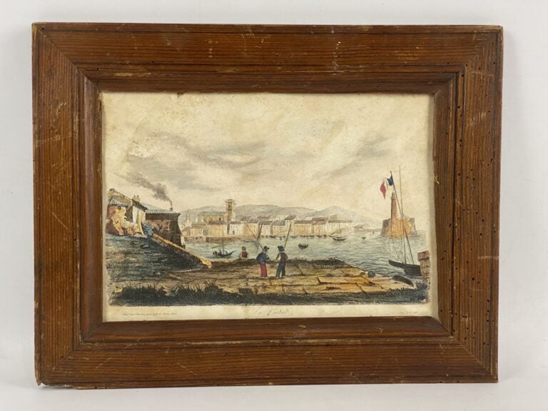 Lot de deux gravures en couleur sous verre : Vue prise du château et Vue prise…
