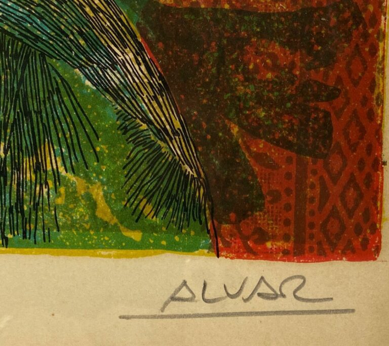 Lot de deux lithographies : - - Gunnar ALVAR (1922) Personnage et oiseau, signé…