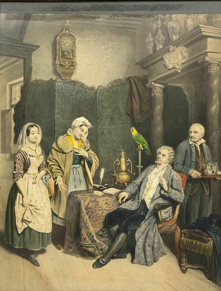 Lot de gravures dont certaines en couleur : Le captaine ne dînera pas, Vue de l…
