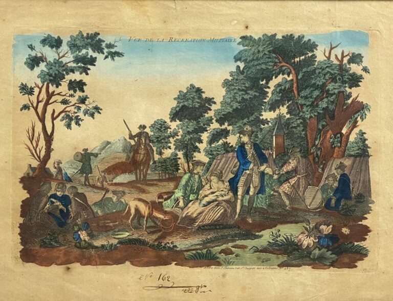 Lot de gravures dont certaines en couleur : Le captaine ne dînera pas, Vue de l…