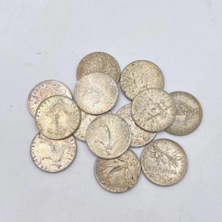 Lot de pièces de 0.50 francs en argent Semeuses - Poids :25 g