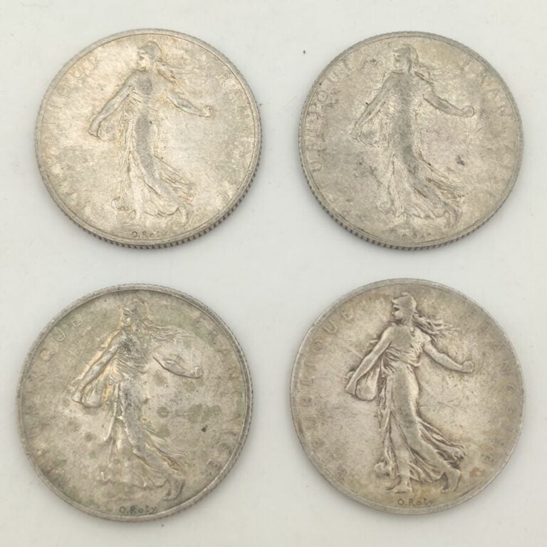 Lot de pièces de 2 francs en argent Semeuses - Poids :39 g