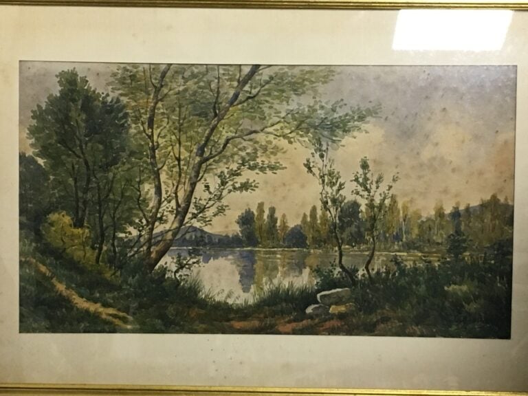 Lot de pièces encadrées, comprenant un papier découpé signé H. Boucher 1886, un…