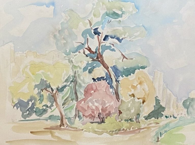 Lot, sujets divers : environ 20 aquarelles et fusains encadrés,