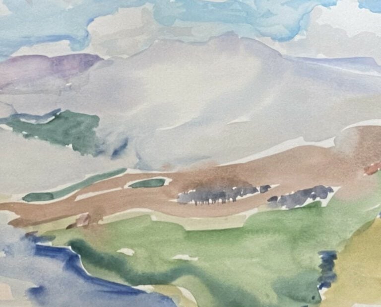 Lot, sujets divers : environ 20 aquarelles et fusains encadrés,