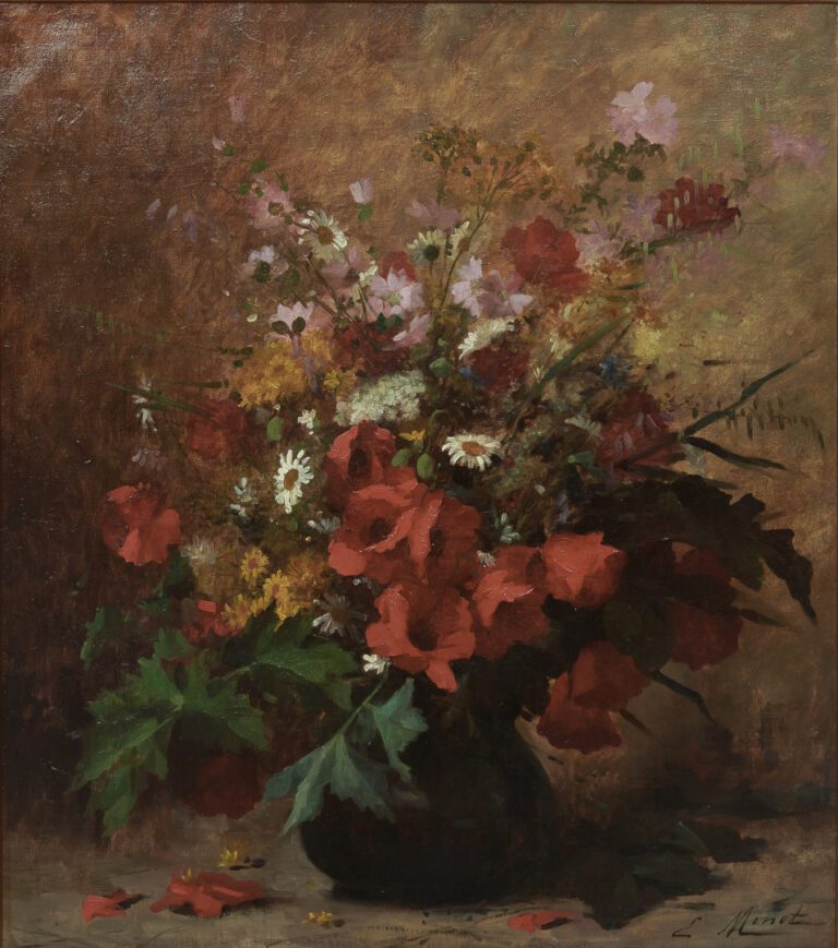 Louis Emile MINET (1841-1923) - Vase de fleurs - Huile sur toile, signée en bas…