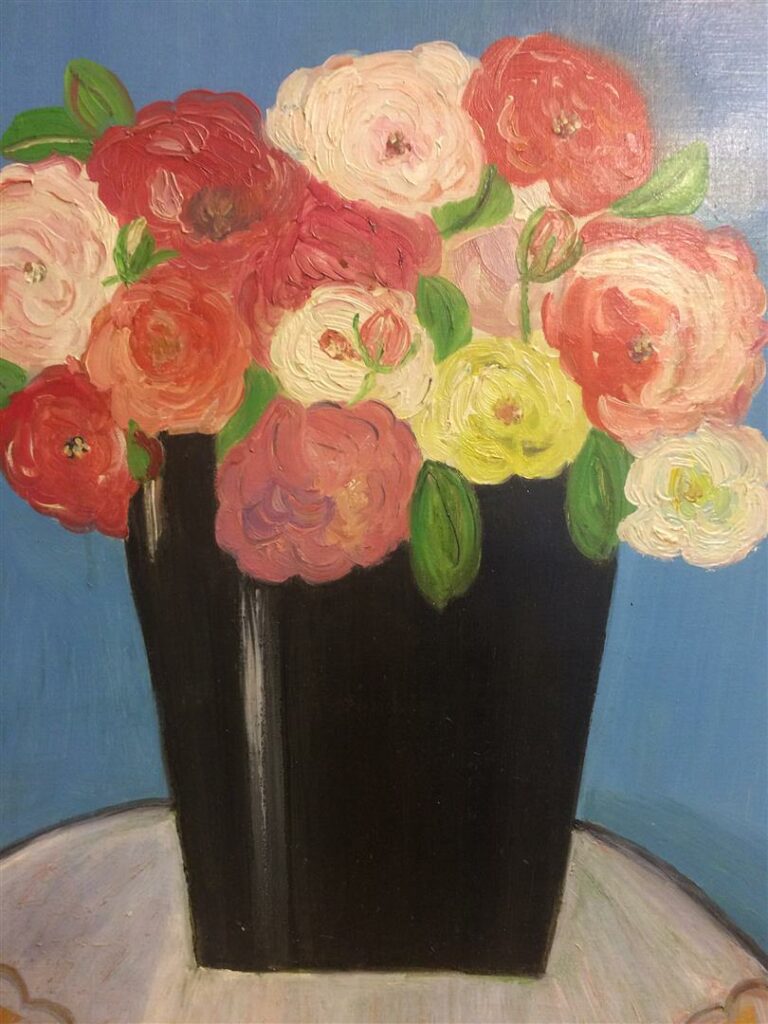 Lucie VALORE (1878-1965). - Nature morte au vase de fleurs - Huile sur toile, s…