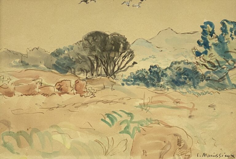 Lucien MAINSSIEUX (1885-1958) - Paysage - Aquarelle sur papier, signé en bas à…