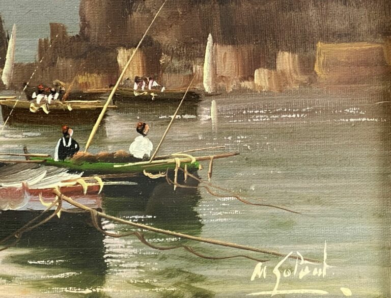 M. GALANTI (XXe siècle) - Barques de pêcheurs en bord de mer - Huile sur toile,…