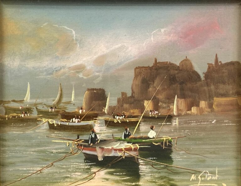 M. GALANTI (XXe siècle) - Barques de pêcheurs en bord de mer - Huile sur toile,…