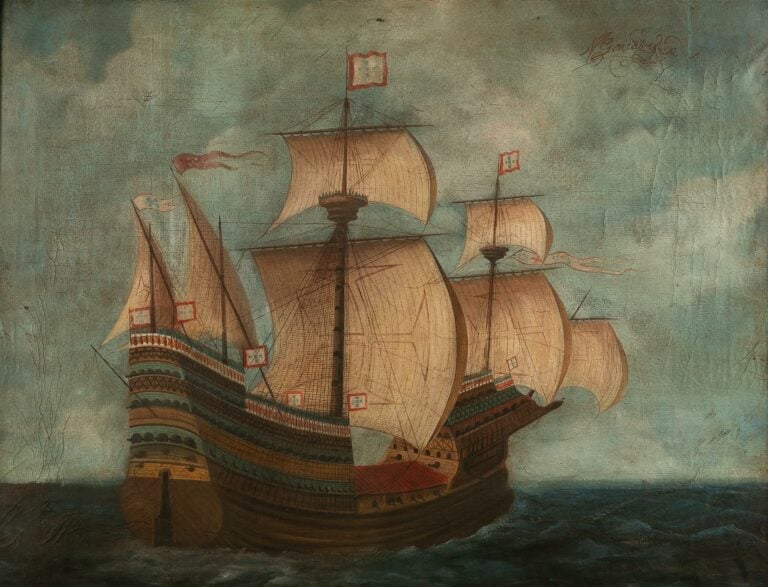 M. GONCALVES-SOUSA, école portugaise moderne. - Navire Santa Caterina do Monte…