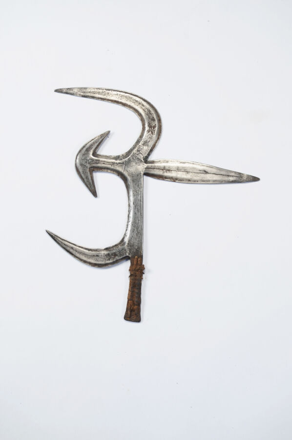 Mabo,grand couteau de gaucher, poignée en écorce,41 cm