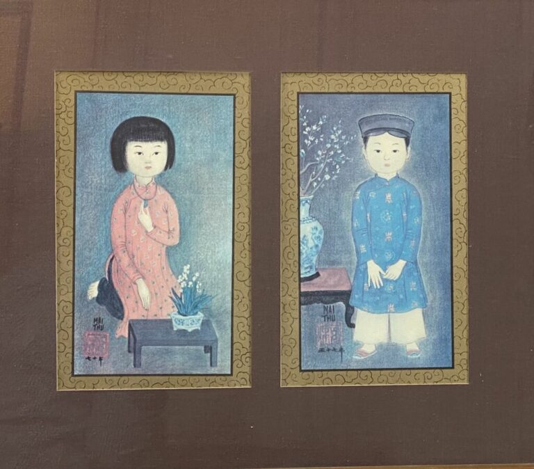 MAI TRUNG THU (1906-1980), d'après - Portraits de deux enfants - Reproduction s…
