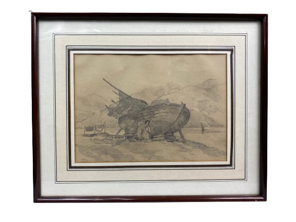 Mannette de pièces encadrées divers, dessins au crayon sur papier encadrés repr…