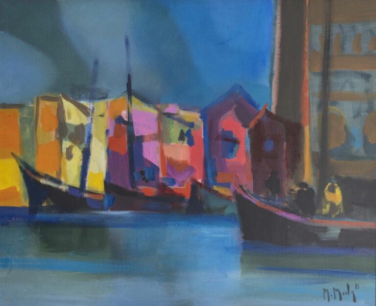Marcel MOULY (1918-2008) - Le village de pêcheurs - Huile sur toile, signée en…