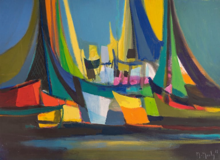 Marcel MOULY (1918-2008) - Les voiliers et steamers, 1989 - Huile sur toile, si…