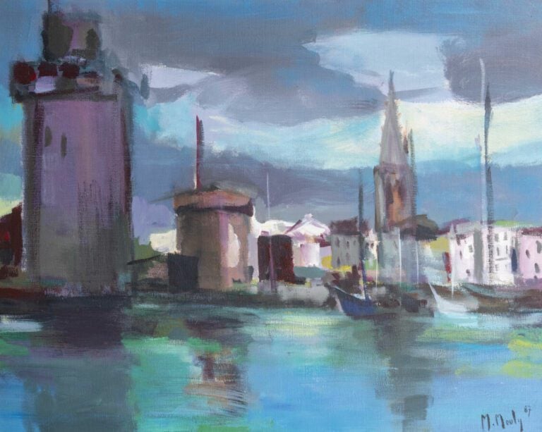 Marcel MOULY (1918-2008) - Matin sur les trois tours de La Rochelle - Huile sur…