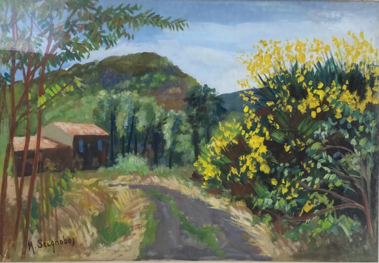 Marcel SEIGNOBOS (1892-1972). - Paysages - Deux huiles sur papier, signées, don…
