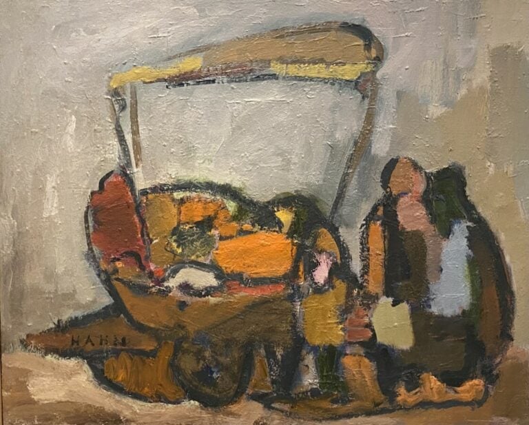 Marchande de fleurs - Huile sur toile, signée en bas à gauche, contresignée, ti…