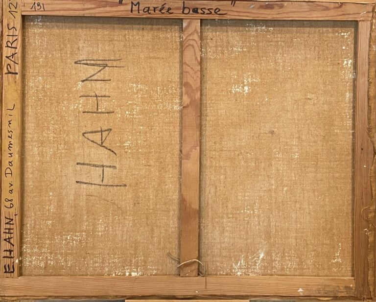 Marée basse - Huile sur toile, signée en bas à droite, contresignée et titrée a…