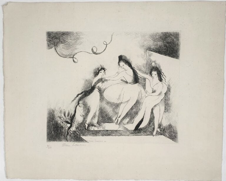 Marie LAURENCIN (1883-1956) - Trois jeunes femmes, 1948 - Pointe sèche sur véli…