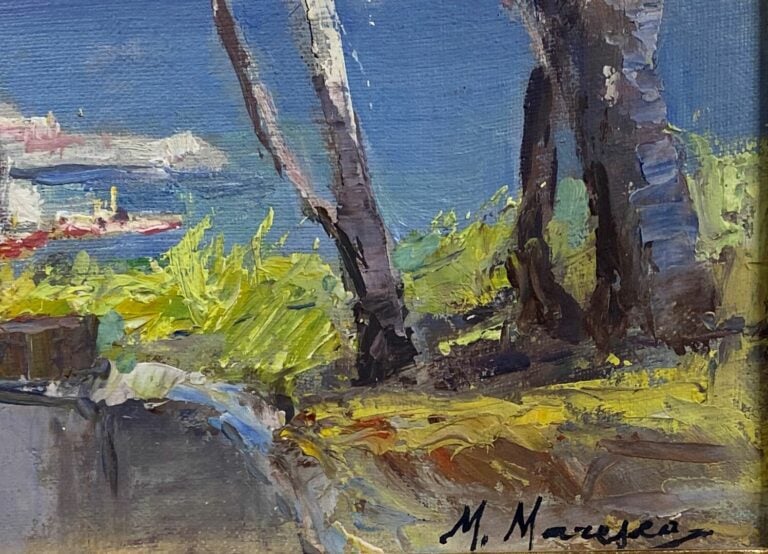 Mario MARESCA (né en 1877) - Paysage adriatique - Huile sur toile - Signé en ba…