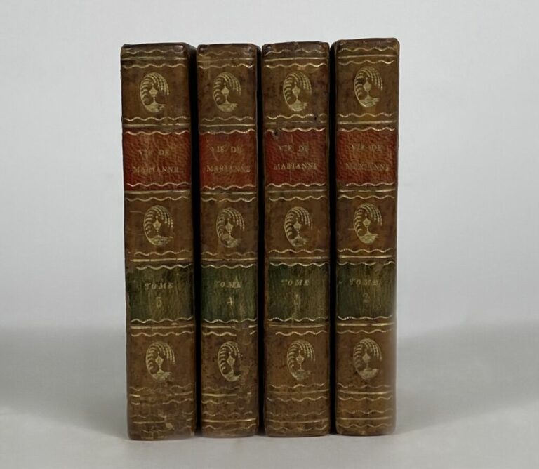 Marivaux - Vie de Marianne P., Prault, 1755. - 4 vols in-16, plein veau.