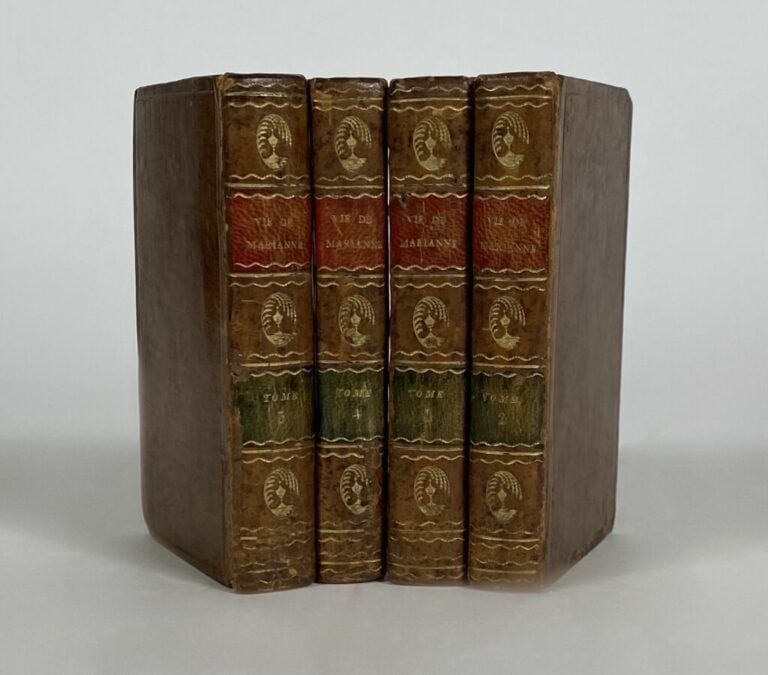 Marivaux - Vie de Marianne P., Prault, 1755. - 4 vols in-16, plein veau.