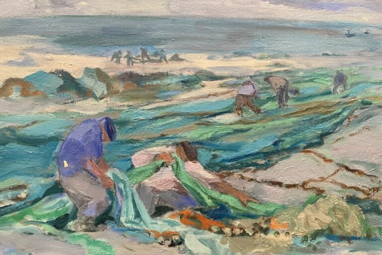 Maternité ; paysage orientale ; village au bord de la mer ; les pêcheurs - Quat…
