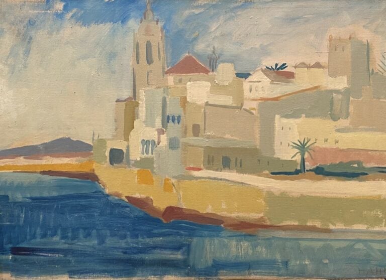 Maternité ; paysage orientale ; village au bord de la mer ; les pêcheurs - Quat…