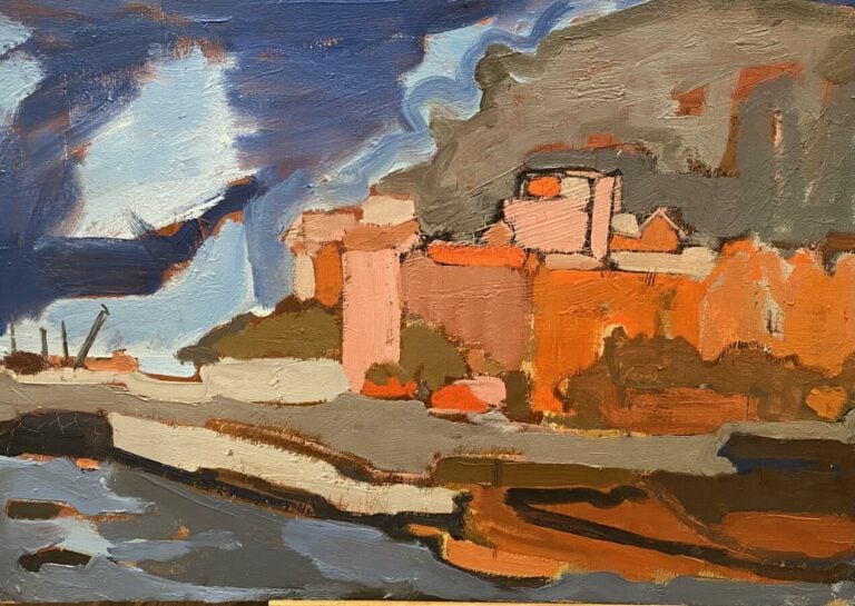Maternité ; paysage orientale ; village au bord de la mer ; les pêcheurs - Quat…
