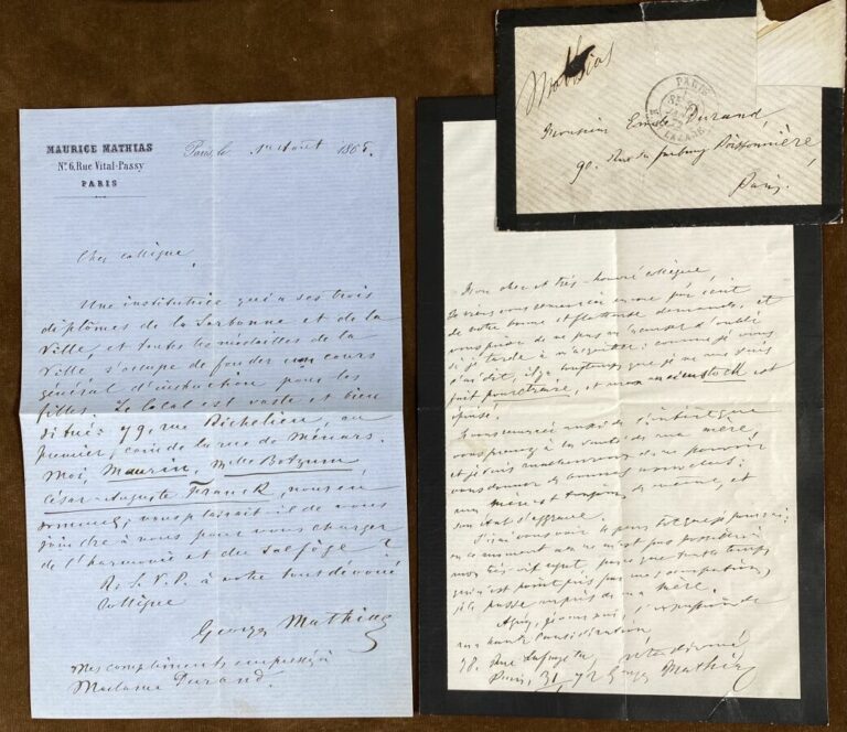 Mathias, Georges L.a.s. - 1 lettre à Paul Burant, 1865 et 1 lettre à Emile Dura…