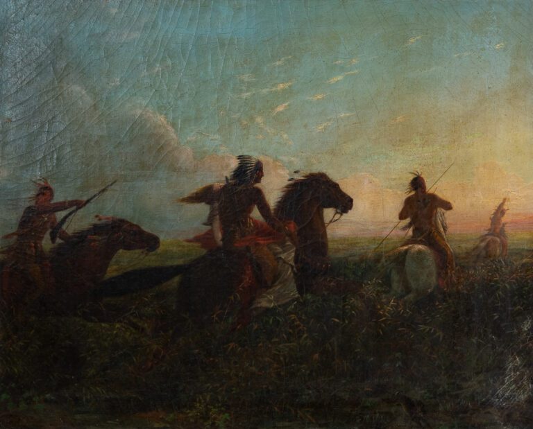Matthews HASTINGS (1834-1919). - Indiens dans la nature - Huile sur toile, sign…