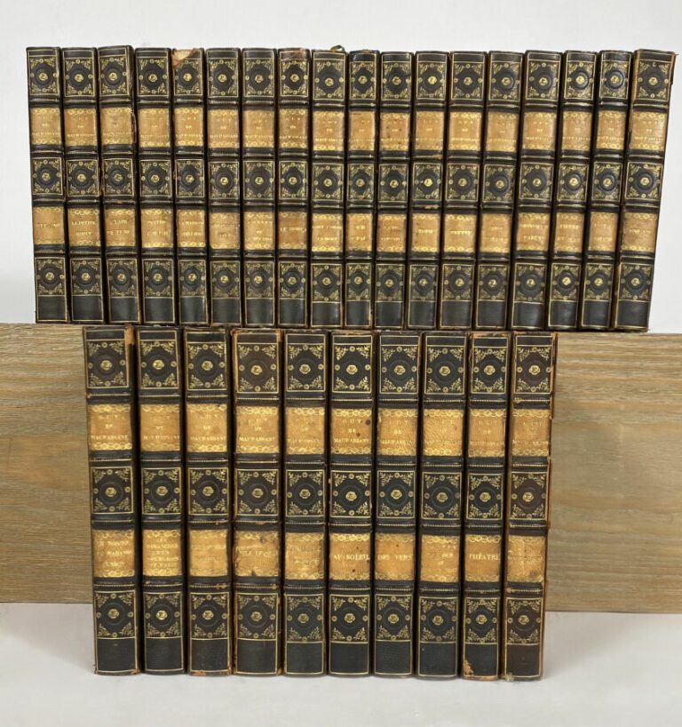 Maupassant - OEuvres - Ollendorf - 28 vol in-12 demi-chagrin