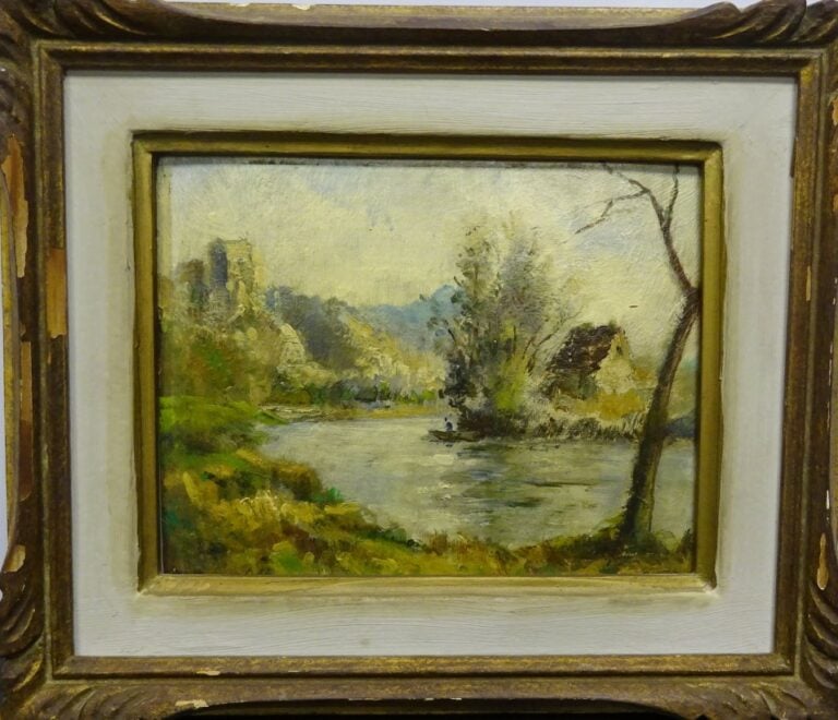 Maurice FLEURIVAL (1891-1954). - Paysages fluviaux - Paire d'huiles sur panneau…