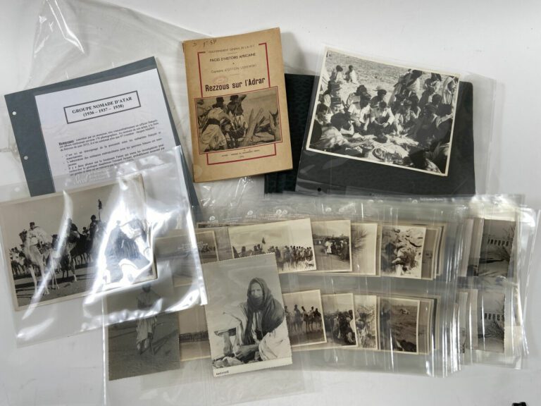 MAURITANIE Album "Groupe nomade d'Atar", 1936-1937-1938, guerriers maures, lieu…
