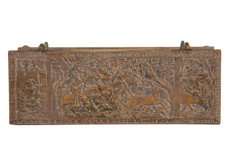 Max LE VERRIER (1891-1973) - "Chasse au Moyen-Age vers 1348" - Coffret rectangu…