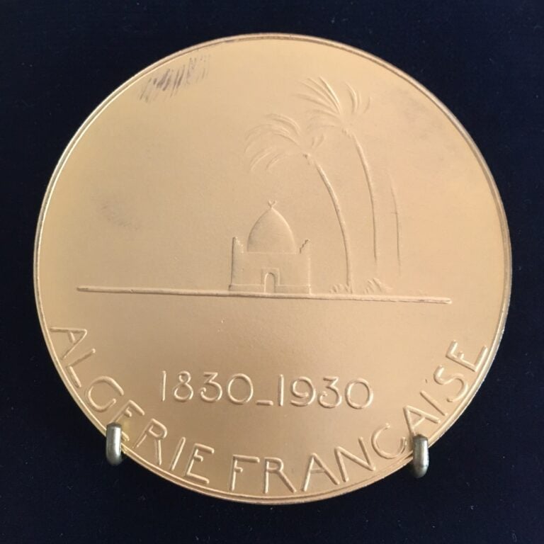 Médaille en argent doré, "Algérie Française". - Poids net: 150 g.