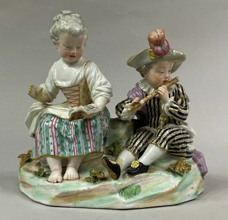 MEISSEN, Allemagne - Groupe en porcelaine émaillée polychrome représentant une…