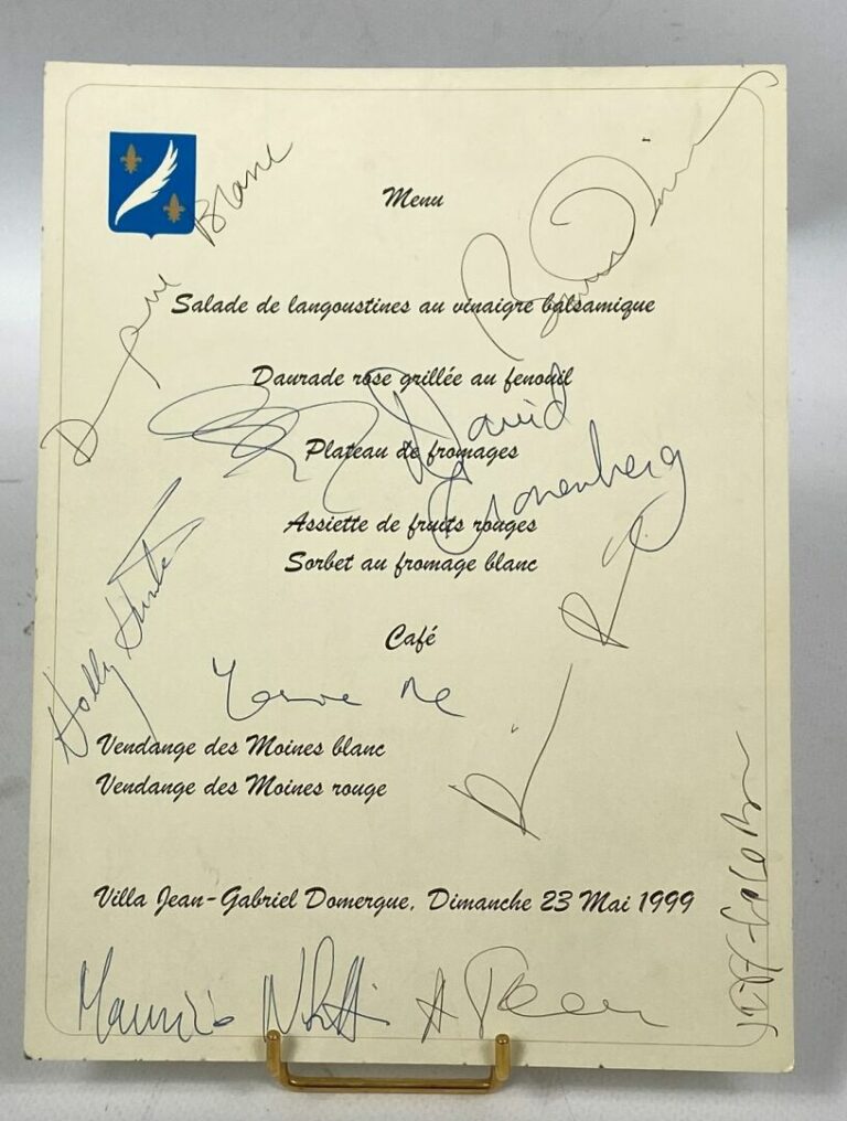 Menu du 23/05/1999, Villa Jean-Gabriel Domergue - Festival De Cannes, signé par…