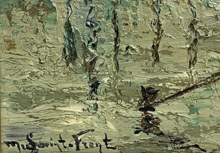 Micheline SAINT-FRONT (XXe siècle) - Vue de port - Huile sur toile, signée en b…