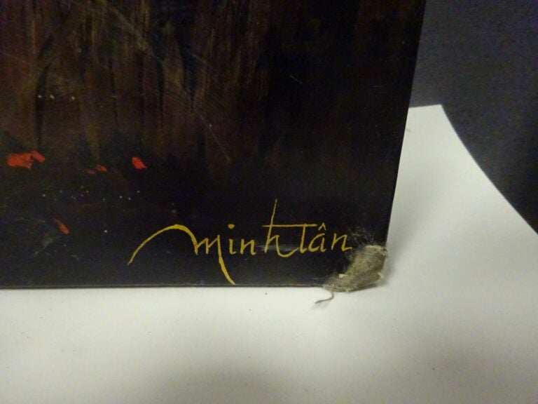 [.] Minh TAN - Villageois transportant des marchandises - Laque sur panneau de…