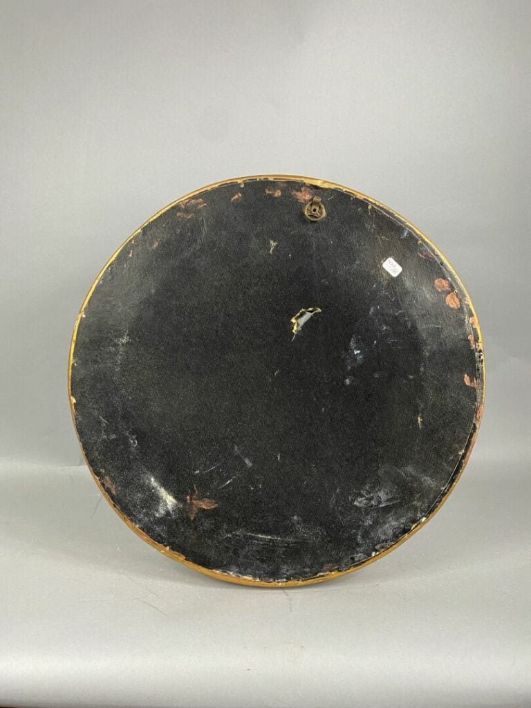 Miroir dit sorcière en bois et composition doré, entourage perlé - Style anglai…