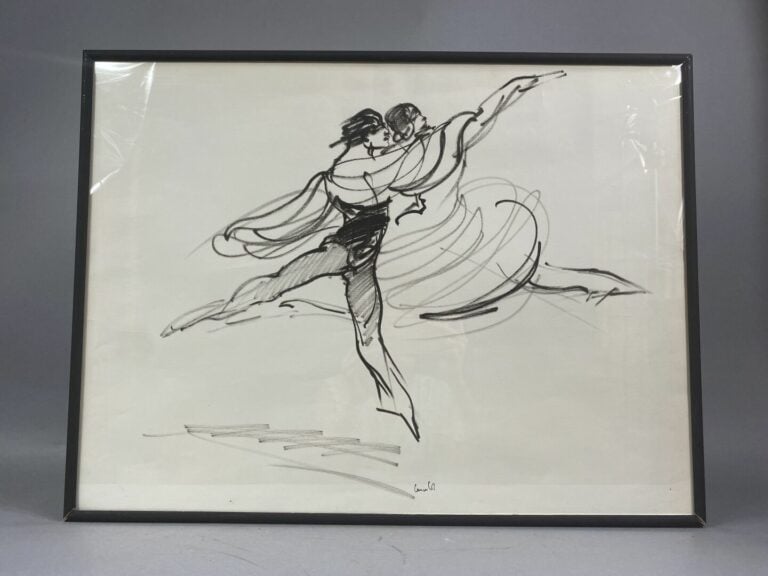Monique LANCELOT (1923 -1982) - Lot de trois dessins encadrés représentant des…