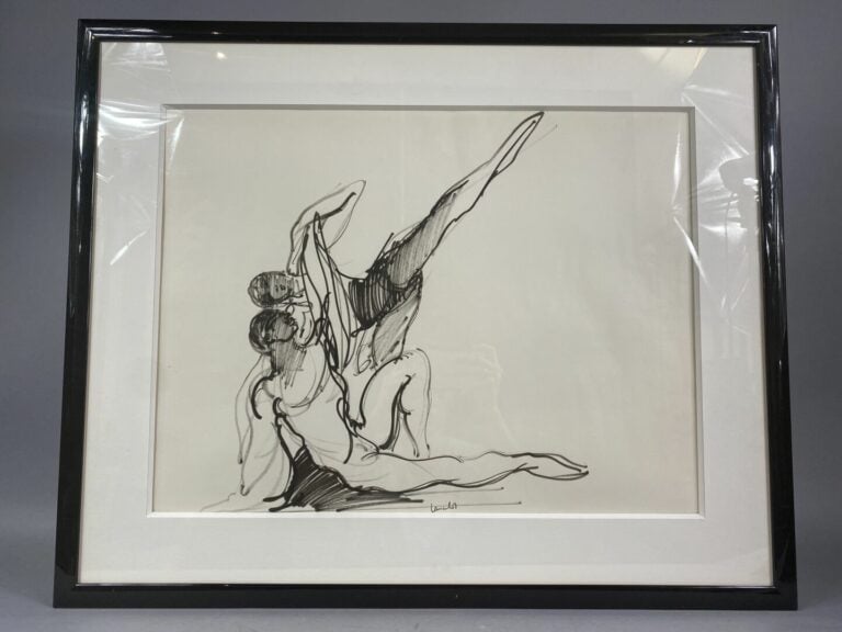 Monique LANCELOT (1923 -1982) - Lot de trois dessins encadrés représentant des…