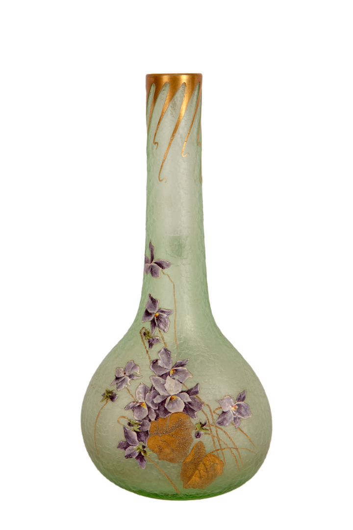 MONTJOYE (Cristallerie de Saint Denis) et LEGRAS - Vase à panse bulbeuse et lon…