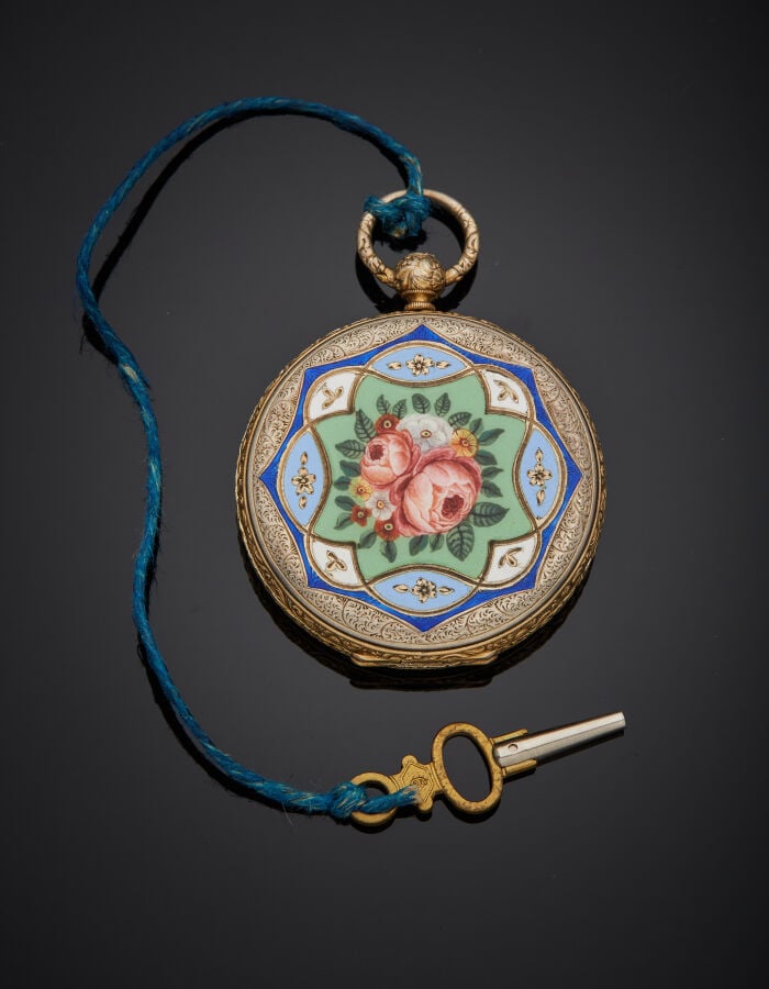 MONTRE de POCHE « savonnette » pour le marché OTTOMAN en métal deux tons, entiè…