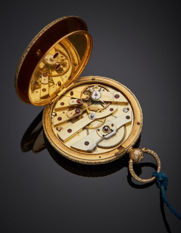 MONTRE de POCHE « savonnette » pour le marché OTTOMAN en métal deux tons, entiè…