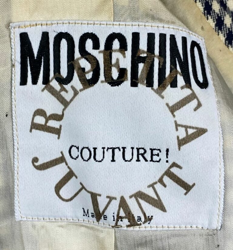 MOSCHINO Couture - Blazer en laine vichy marine et blanc - Taille 44 - (col jau…