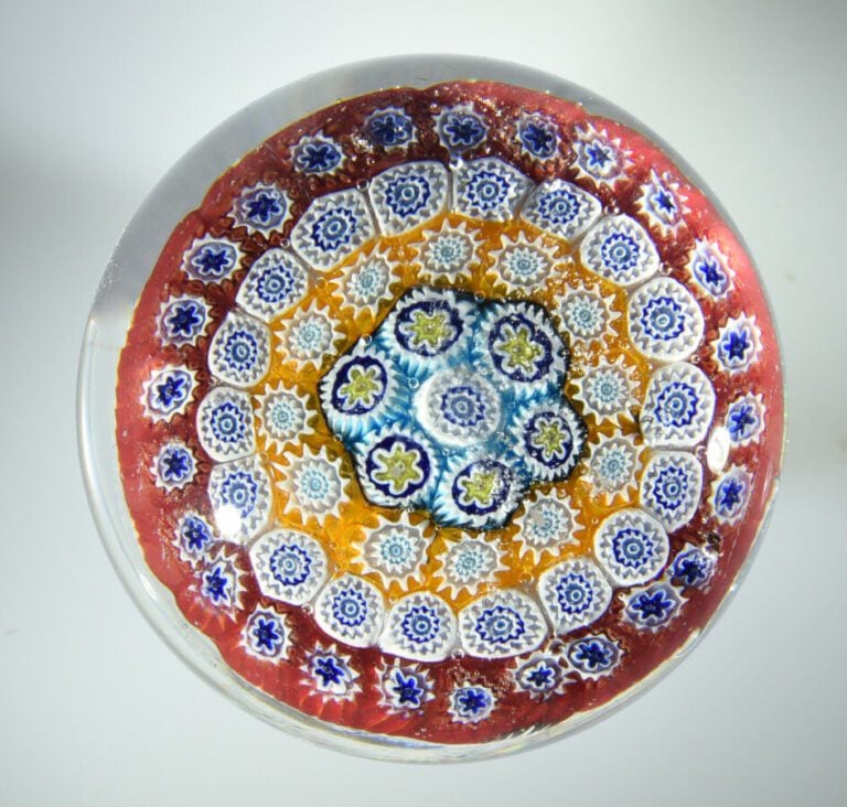 Murano. Presse-papiers moderne à motif de 4 cercles concentriques de bonbons po…